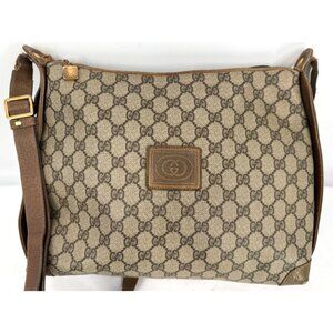 Gucci Guccissima GG Canvas Brown Leather Large Hobo Bag Shoulder Handbag Purse